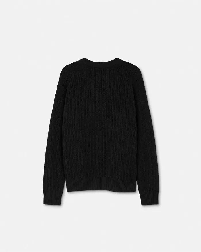 Knitwear Men Versace Embroidered Medusa CableKnit Sweater Black