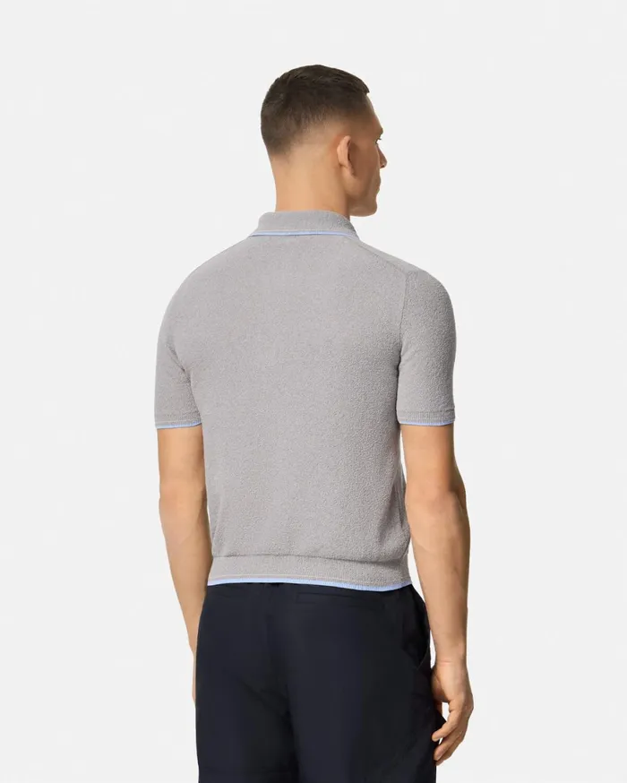 Knitwear Men Versace Logo Towel Polo Shirt Gray