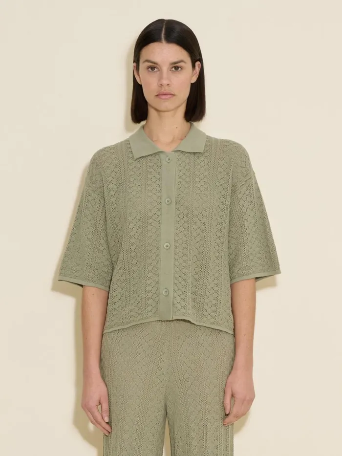Knitwear Women Holzweiler Loch Crochet Knit Shirt Teal