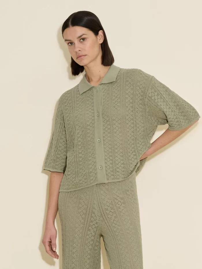 Knitwear Women Holzweiler Loch Crochet Knit Shirt Teal