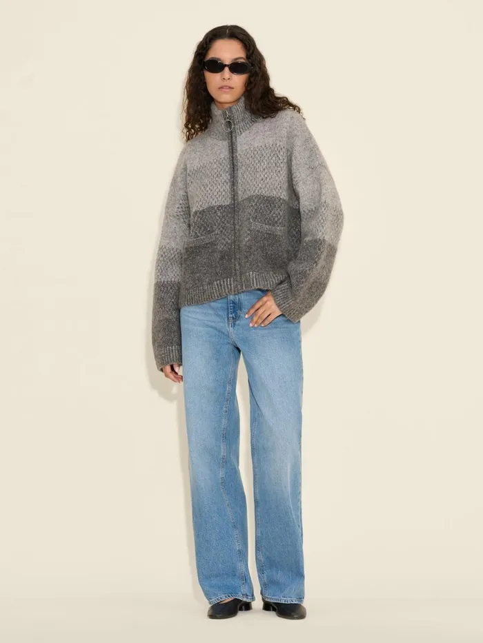 Knitwear Women Holzweiler Tine Regular Fit Cardigan Dk Grey Mix