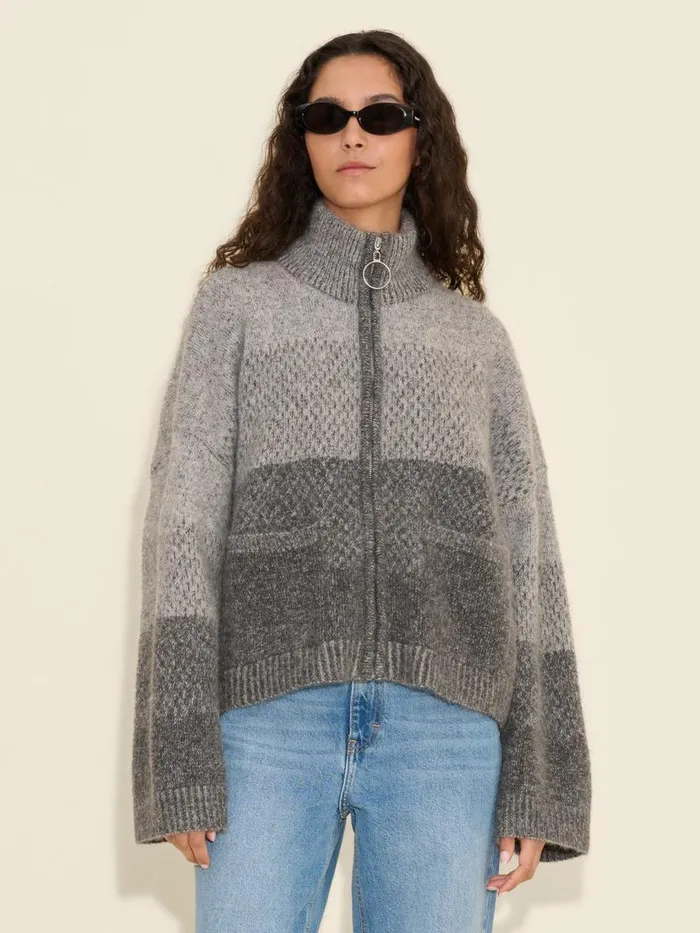 Knitwear Women Holzweiler Tine Regular Fit Cardigan Dk Grey Mix
