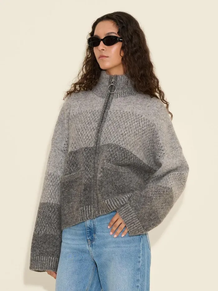 Knitwear Women Holzweiler Tine Regular Fit Cardigan Dk Grey Mix