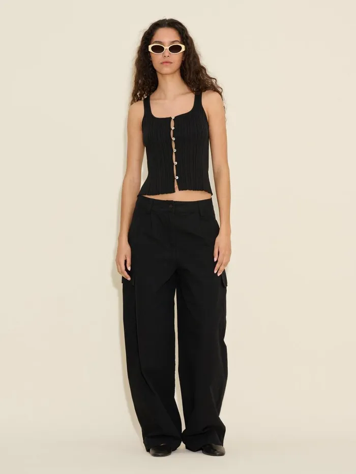 Knitwear Women Holzweiler Uneven Rib Knit Singlet Black