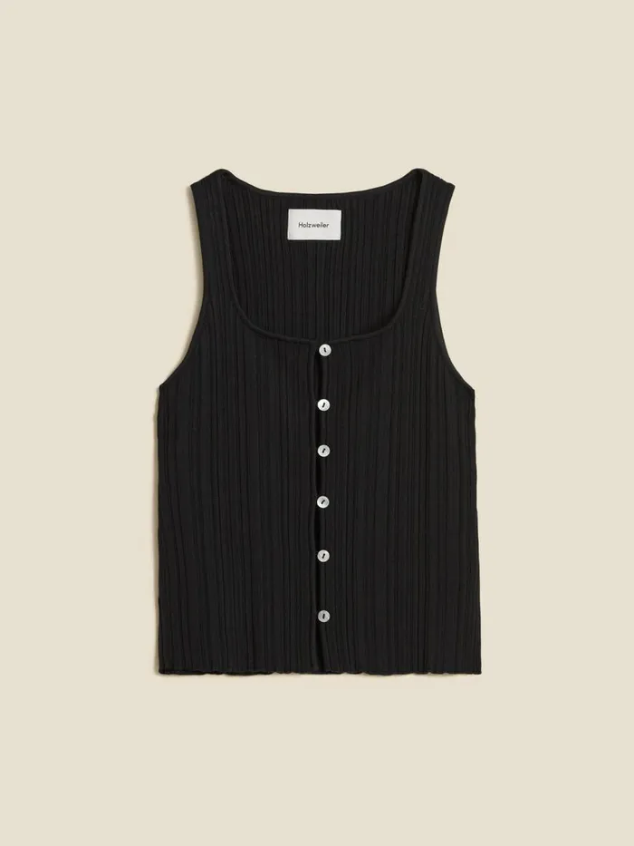 Knitwear Women Holzweiler Uneven Rib Knit Singlet Black