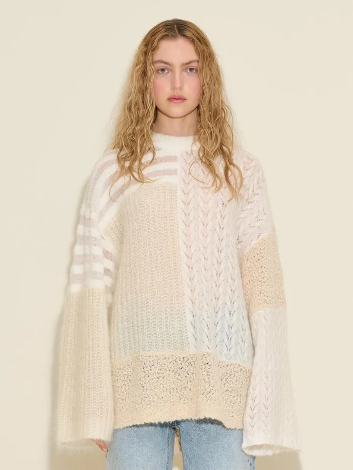 Knitwear Women Holzweiler W Turf Patchwork Sweater White Mix