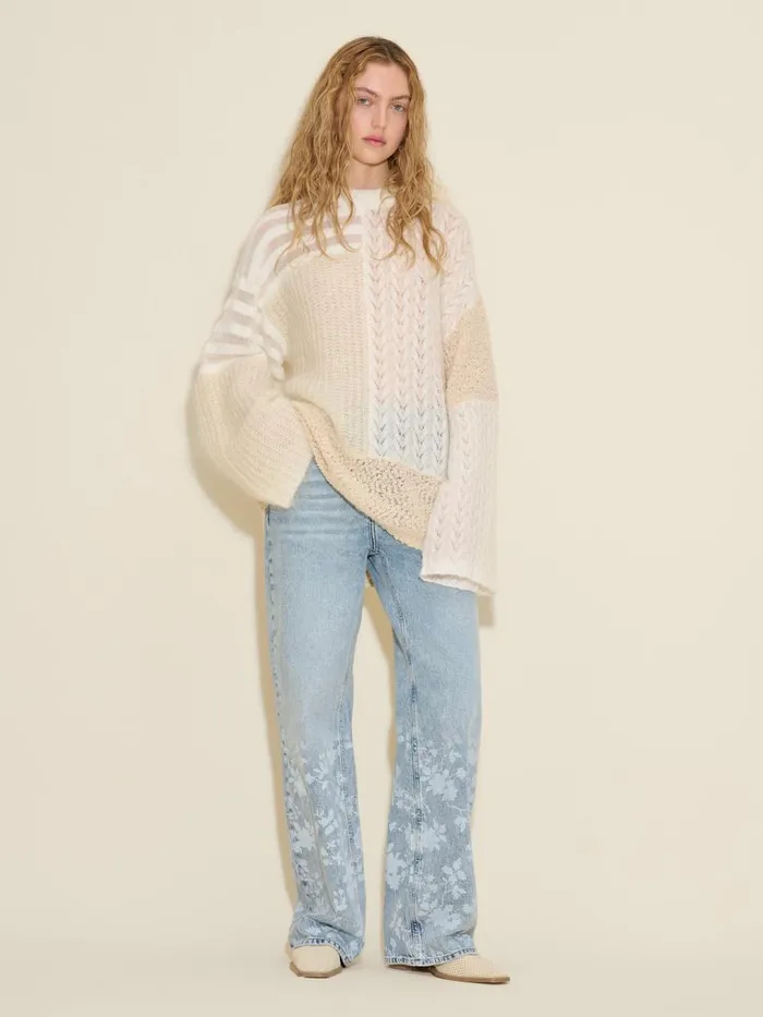 Knitwear Women Holzweiler W Turf Patchwork Sweater White Mix