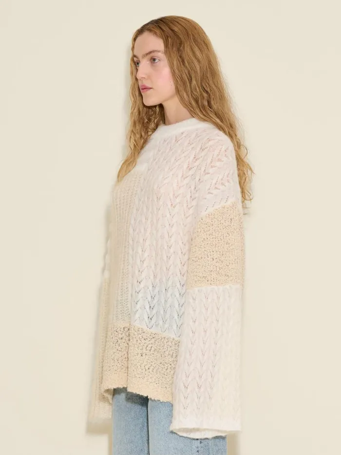 Knitwear Women Holzweiler W Turf Patchwork Sweater White Mix