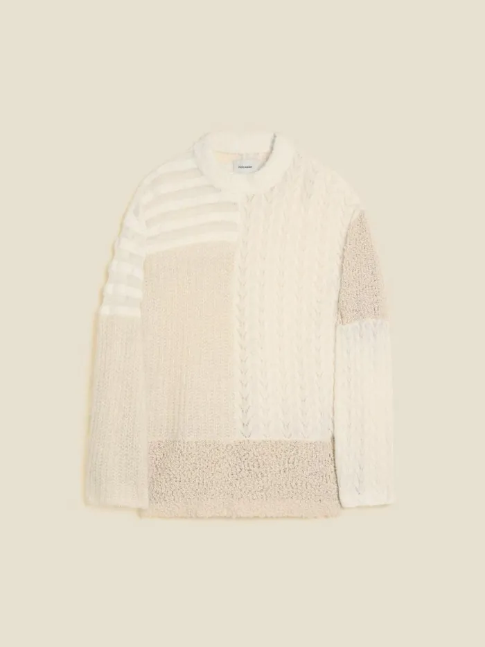 Knitwear Women Holzweiler W Turf Patchwork Sweater White Mix