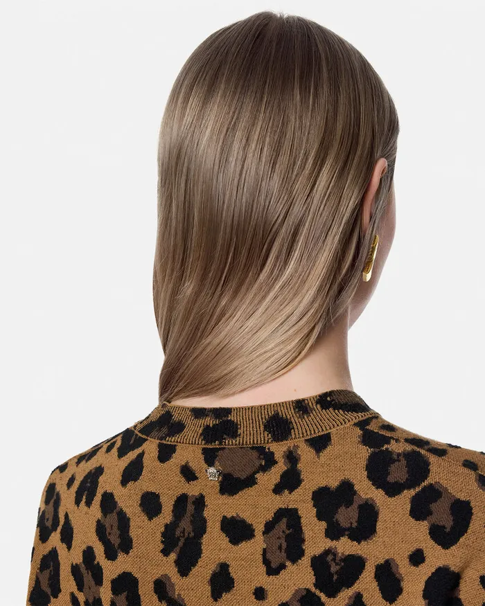 Knitwear Women Versace Leopard Jacquard Knit Oversized Sweater Animalier