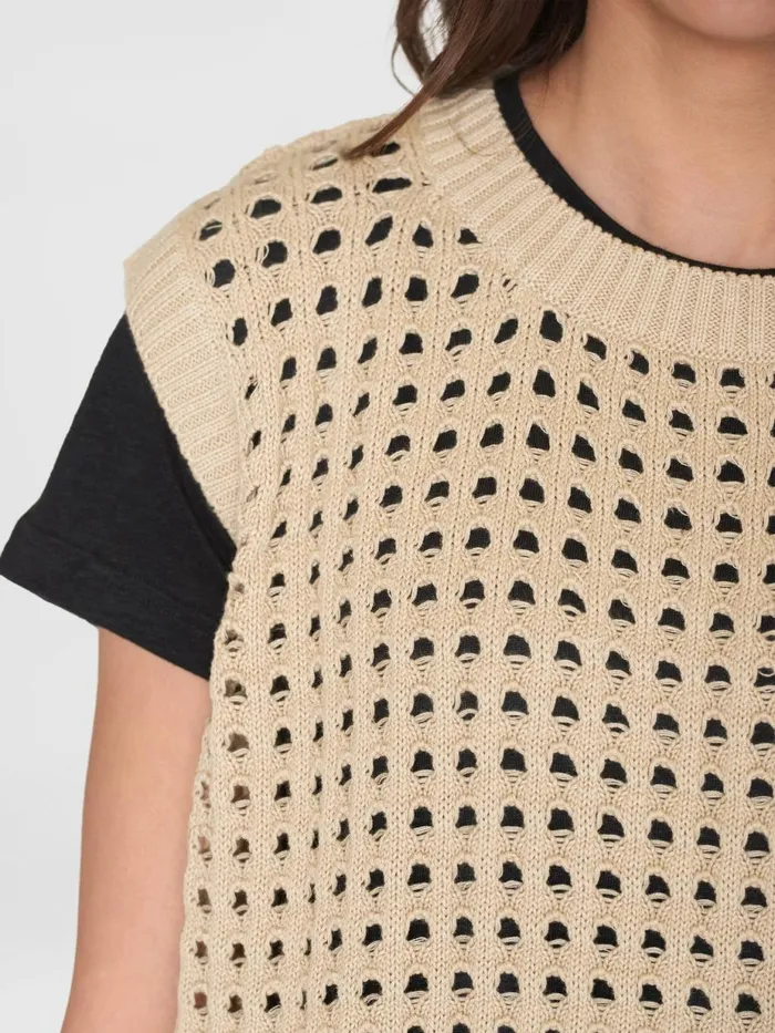 KnowledgeCotton Apparel Knits Open Work Crew Neck Knit Vest GOTSVegan Light Feather Gray 8211 Women KnowledgeCotton Apparel Knits Open Work Crew Neck Knit Vest GOTSVegan Light Feather Gray 8211 Women