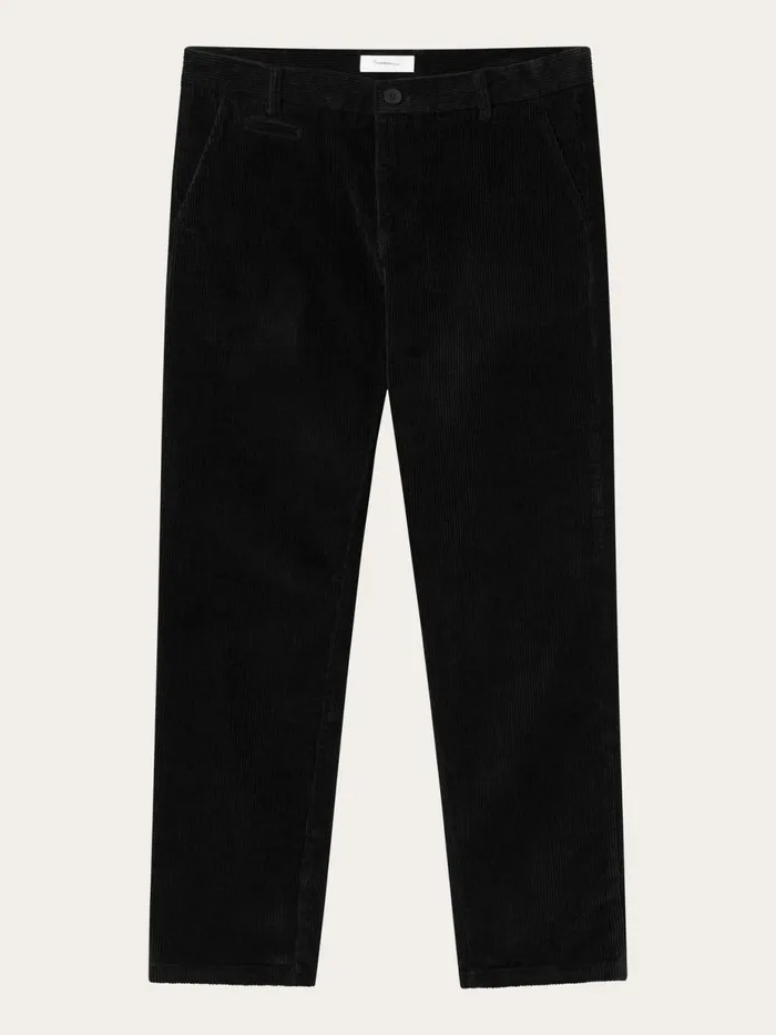 KnowledgeCotton Apparel Pants CHUCK Regular 8wales Corduroy Chino Pants Black Jet 8211 Men