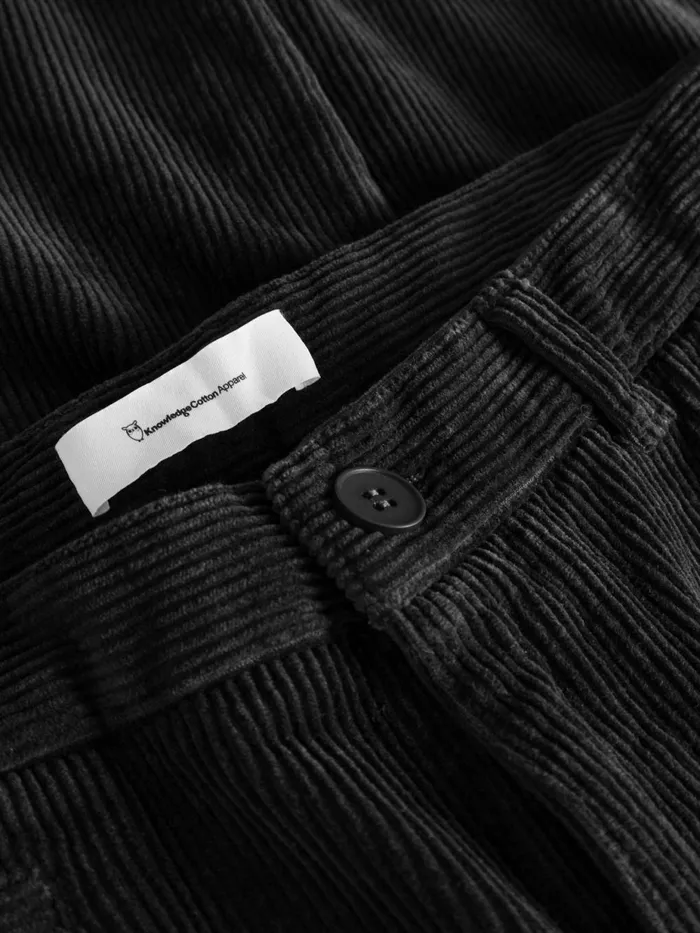 KnowledgeCotton Apparel Pants CHUCK Regular 8wales Corduroy Chino Pants Black Jet 8211 Men