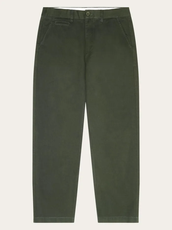 KnowledgeCotton Apparel Pants FLINT Organic Cotton Twill Chino GOTSVegan Forrest Night 8211 Men