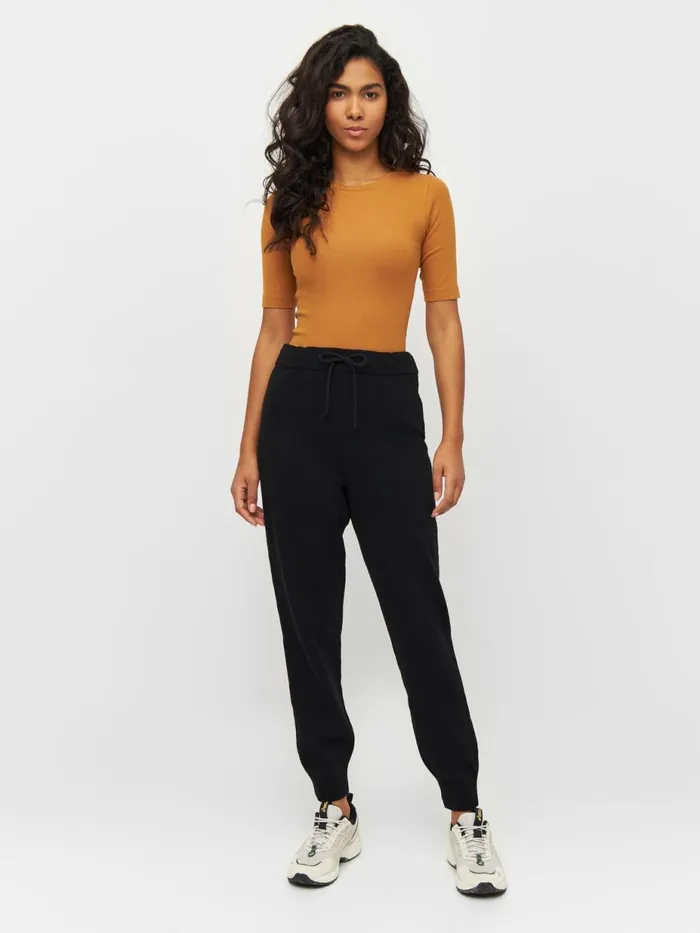 KnowledgeCotton Apparel Pants JADE Hybrid Knitted Jog Pants Black Jet 8211 Women
