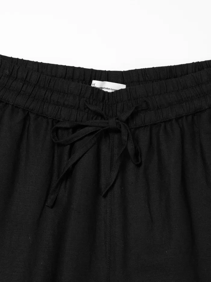 KnowledgeCotton Apparel Pants Linen Mix Elastic Waist Pants Black Jet 8211 Women KnowledgeCotton Apparel Pants Linen Mix Elastic Waist Pants Black Jet 8211 Women