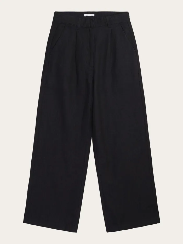 KnowledgeCotton Apparel Pants Loose Natural Linen Pants Black Jet 8211 Women
