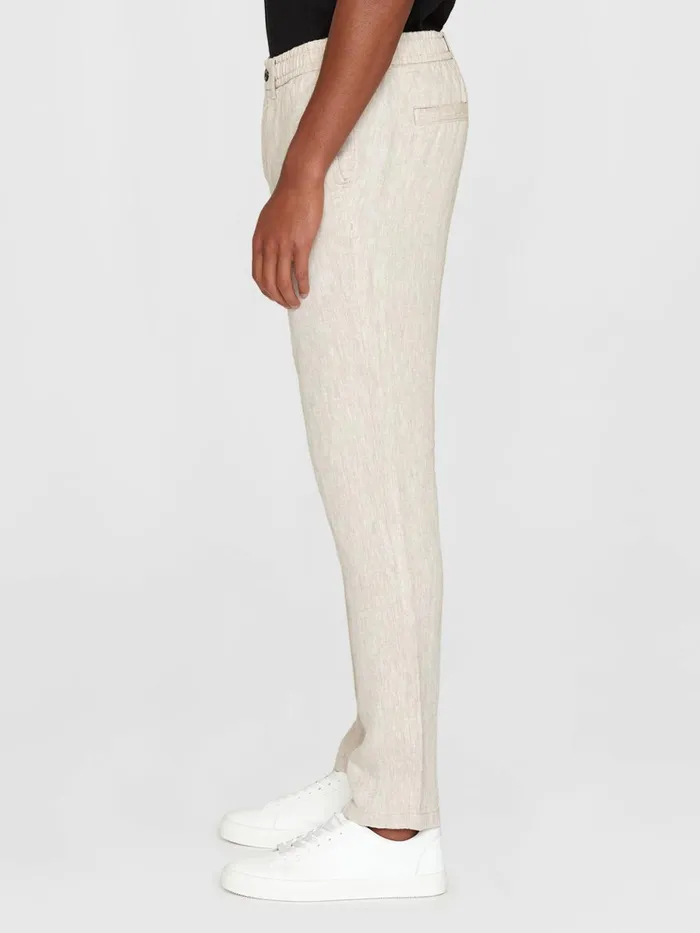 KnowledgeCotton Apparel Pants TIM Tapered Herringbone Linen Elastic Waist String Pants Gotsvegan 8211 Men KnowledgeCotton Apparel Pants TIM Tapered Herringbone Linen Elastic Waist String Pants Gotsvegan 8211 Men