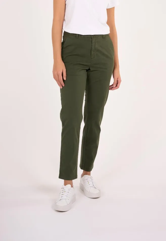 KnowledgeCotton Apparel Pants WILLOW Regular Cropped Poplin Chino Forrest Night 8211 Women KnowledgeCotton Apparel Pants WILLOW Regular Cropped Poplin Chino Forrest Night 8211 Women