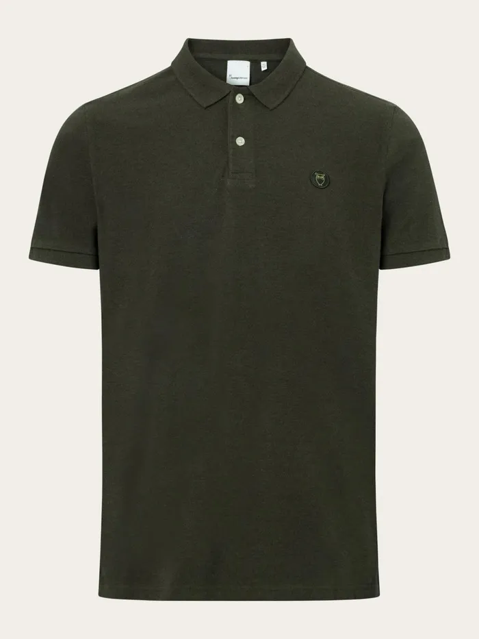 KnowledgeCotton Apparel Polo Shirts Basic Badge Polo Green Melange 8211 Men