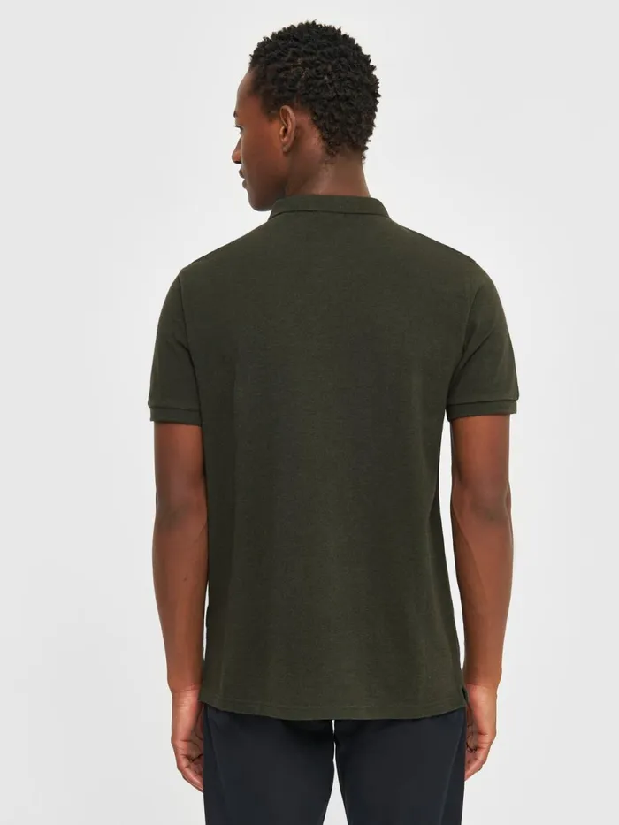 KnowledgeCotton Apparel Polo Shirts Basic Badge Polo Green Melange 8211 Men