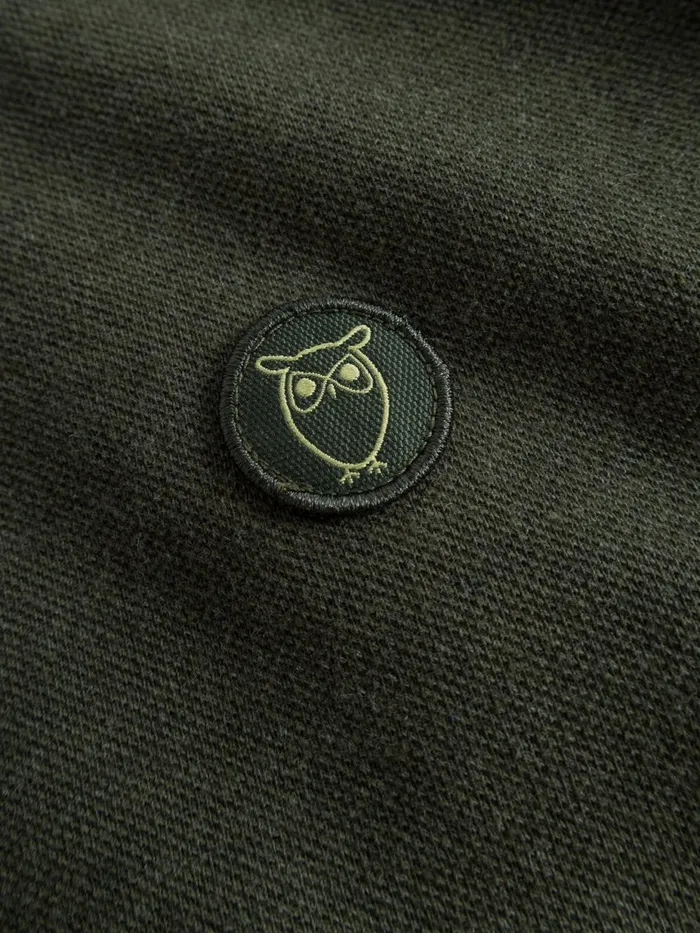 KnowledgeCotton Apparel Polo Shirts Basic Badge Polo Green Melange 8211 Men