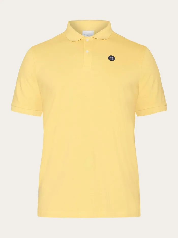 KnowledgeCotton Apparel Polo Shirts Basic Badge Polo Misted Yellow 8211 Men