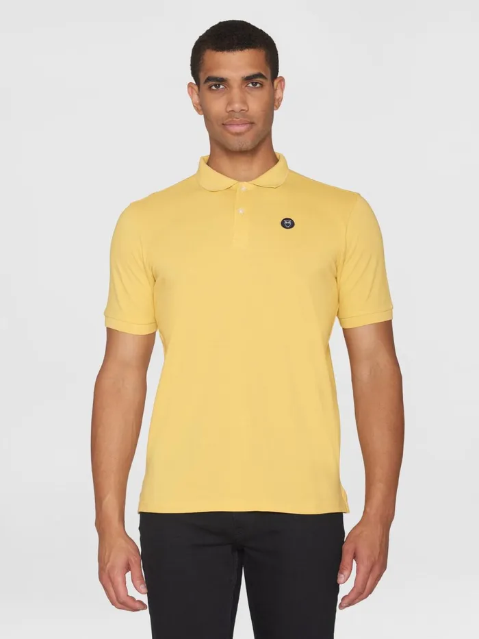 KnowledgeCotton Apparel Polo Shirts Basic Badge Polo Misted Yellow 8211 Men KnowledgeCotton Apparel Polo Shirts Basic Badge Polo Misted Yellow 8211 Men