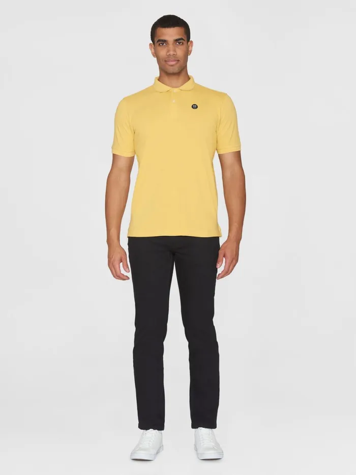 KnowledgeCotton Apparel Polo Shirts Basic Badge Polo Misted Yellow 8211 Men KnowledgeCotton Apparel Polo Shirts Basic Badge Polo Misted Yellow 8211 Men