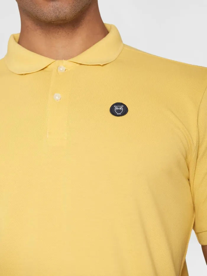 KnowledgeCotton Apparel Polo Shirts Basic Badge Polo Misted Yellow 8211 Men KnowledgeCotton Apparel Polo Shirts Basic Badge Polo Misted Yellow 8211 Men