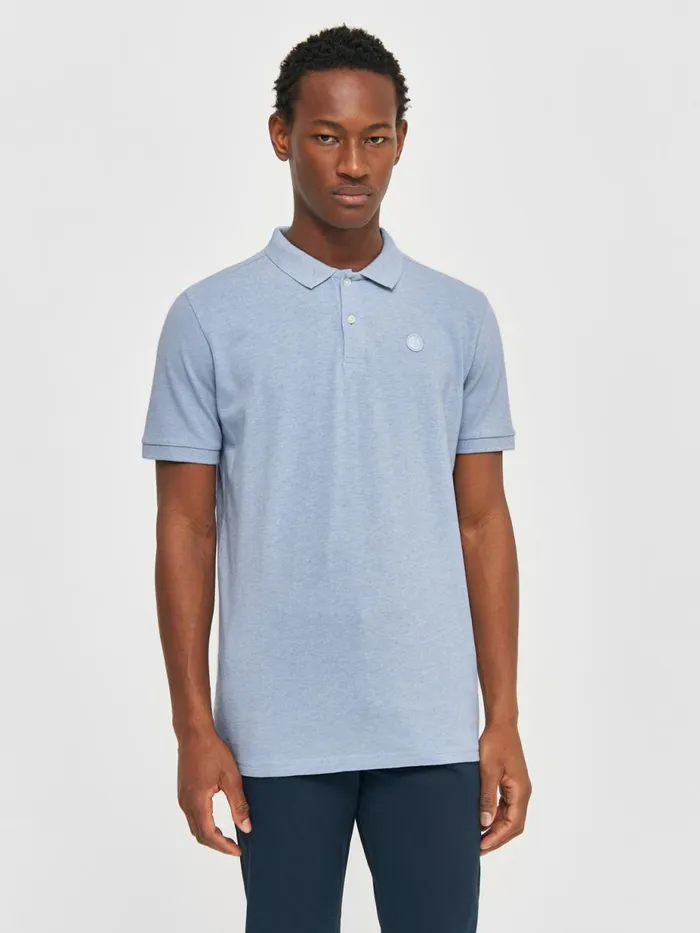 KnowledgeCotton Apparel Polo Shirts Basic Badge Polo Sky Way Melange 8211 Men KnowledgeCotton Apparel Polo Shirts Basic Badge Polo Sky Way Melange 8211 Men