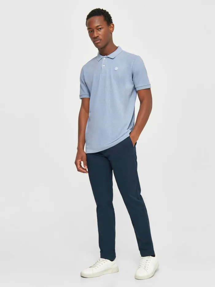 KnowledgeCotton Apparel Polo Shirts Basic Badge Polo Sky Way Melange 8211 Men KnowledgeCotton Apparel Polo Shirts Basic Badge Polo Sky Way Melange 8211 Men