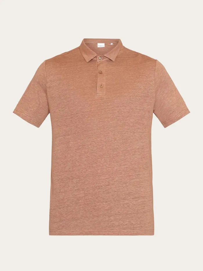 KnowledgeCotton Apparel Polo Shirts Linen Polo Chocolate Malt 8211 Men