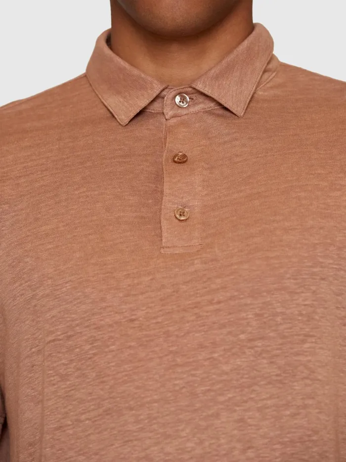 KnowledgeCotton Apparel Polo Shirts Linen Polo Chocolate Malt 8211 Men KnowledgeCotton Apparel Polo Shirts Linen Polo Chocolate Malt 8211 Men