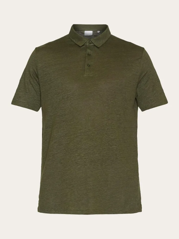 KnowledgeCotton Apparel Polo Shirts Linen Polo Forrest Night 8211 Men