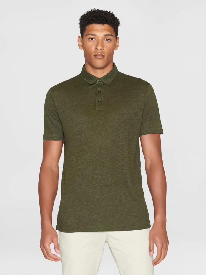 KnowledgeCotton Apparel Polo Shirts Linen Polo Forrest Night 8211 Men KnowledgeCotton Apparel Polo Shirts Linen Polo Forrest Night 8211 Men