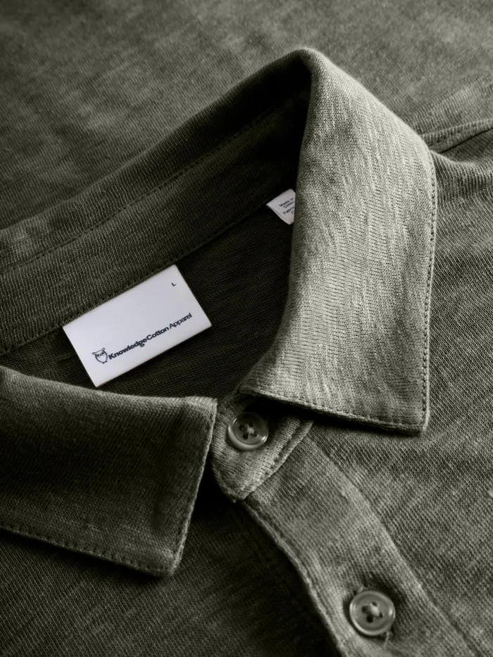 KnowledgeCotton Apparel Polo Shirts Linen Polo Forrest Night 8211 Men KnowledgeCotton Apparel Polo Shirts Linen Polo Forrest Night 8211 Men