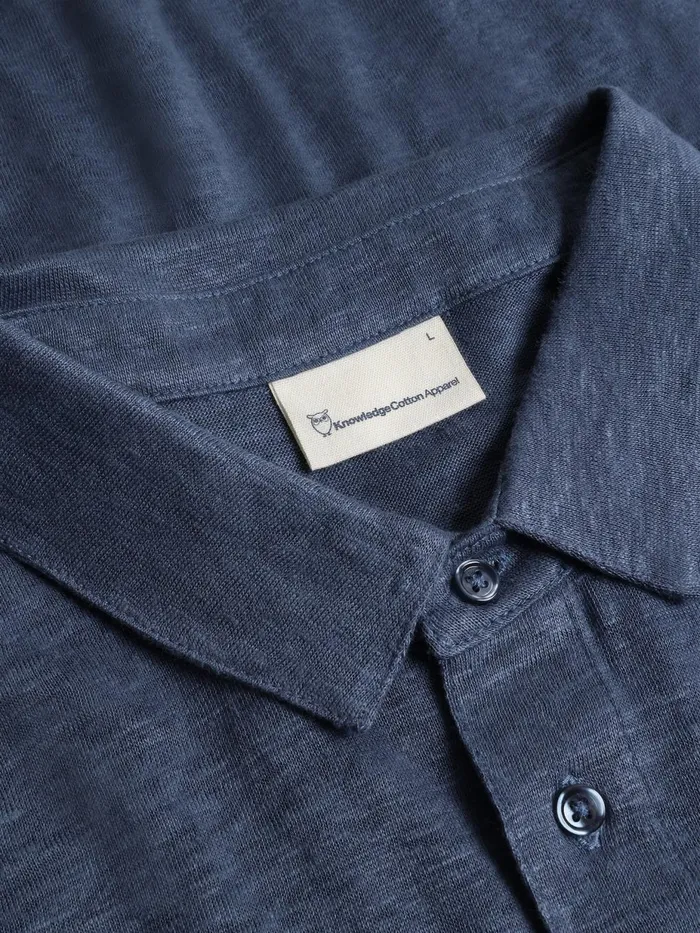 KnowledgeCotton Apparel Polo Shirts Linen Polo Vintage Indigo 8211 Men KnowledgeCotton Apparel Polo Shirts Linen Polo Vintage Indigo 8211 Men