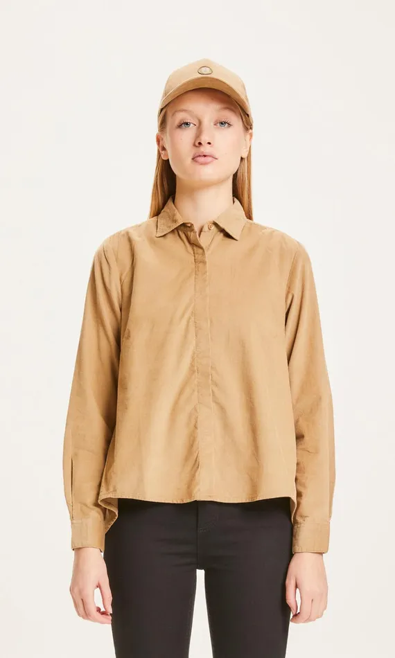 KnowledgeCotton Apparel Shirts Ashape Corduroy Shirt Kelp Melange 8211 Women