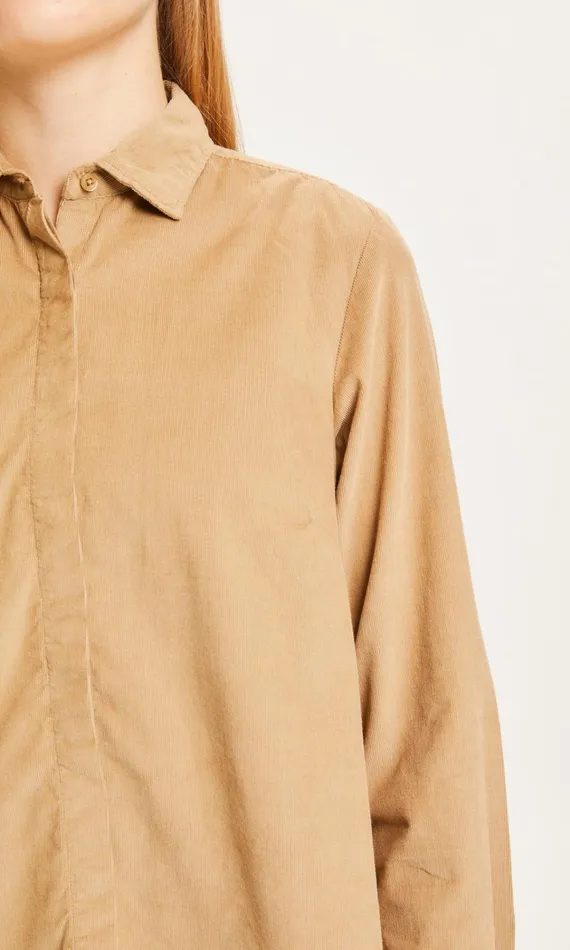 KnowledgeCotton Apparel Shirts Ashape Corduroy Shirt Kelp Melange 8211 Women KnowledgeCotton Apparel Shirts Ashape Corduroy Shirt Kelp Melange 8211 Women