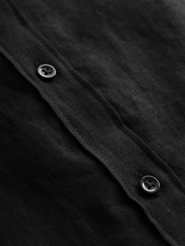 KnowledgeCotton Apparel Shirts ASTER Fold Up Short Sleeve Linen Shirt Black Jet 8211 Women KnowledgeCotton Apparel Shirts ASTER Fold Up Short Sleeve Linen Shirt Black Jet 8211 Women