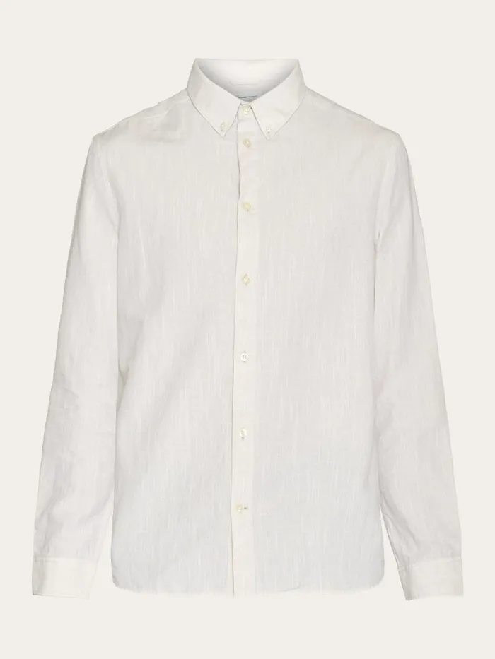 KnowledgeCotton Apparel Shirts Custom Fit Linen Shirt Light Feather Gray 8211 Men KnowledgeCotton Apparel Shirts Custom Fit Linen Shirt Light Feather Gray 8211 Men