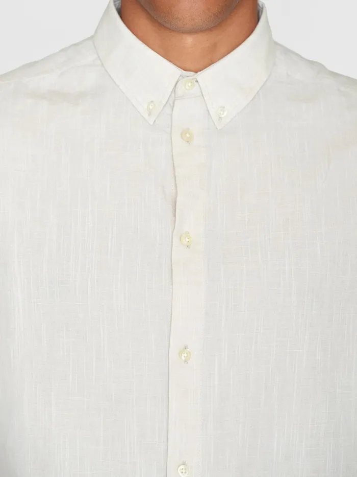 KnowledgeCotton Apparel Shirts Custom Fit Linen Shirt Light Feather Gray 8211 Men KnowledgeCotton Apparel Shirts Custom Fit Linen Shirt Light Feather Gray 8211 Men
