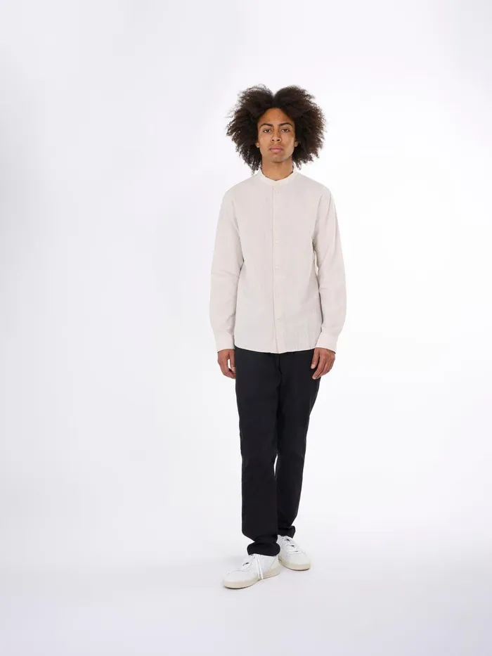 KnowledgeCotton Apparel Shirts Custom Fit Linen Stand Collar Shirt Moonlight Blue 8211 Men KnowledgeCotton Apparel Shirts Custom Fit Linen Stand Collar Shirt Moonlight Blue 8211 Men