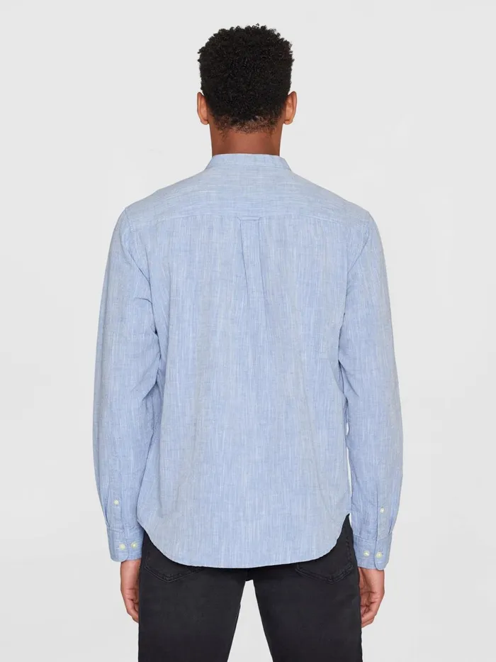 KnowledgeCotton Apparel Shirts Custom Fit Linen Stand Collar Shirt Moonlight Blue 8211 Men KnowledgeCotton Apparel Shirts Custom Fit Linen Stand Collar Shirt Moonlight Blue 8211 Men