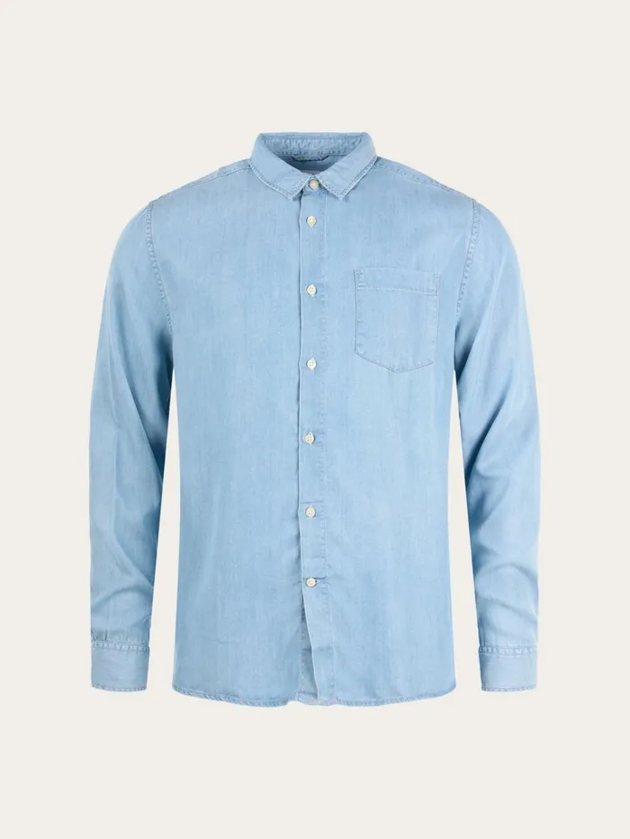 KnowledgeCotton Apparel Shirts ELDER Relaxed Fit Denim Tencel Shirt Vintage Indigo 8211 Men KnowledgeCotton Apparel Shirts ELDER Relaxed Fit Denim Tencel Shirt Vintage Indigo 8211 Men