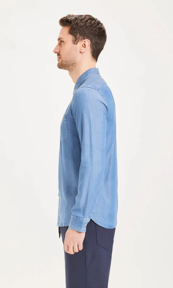 KnowledgeCotton Apparel Shirts ELDER Relaxed Fit Denim Tencel Shirt Vintage Indigo 8211 Men KnowledgeCotton Apparel Shirts ELDER Relaxed Fit Denim Tencel Shirt Vintage Indigo 8211 Men