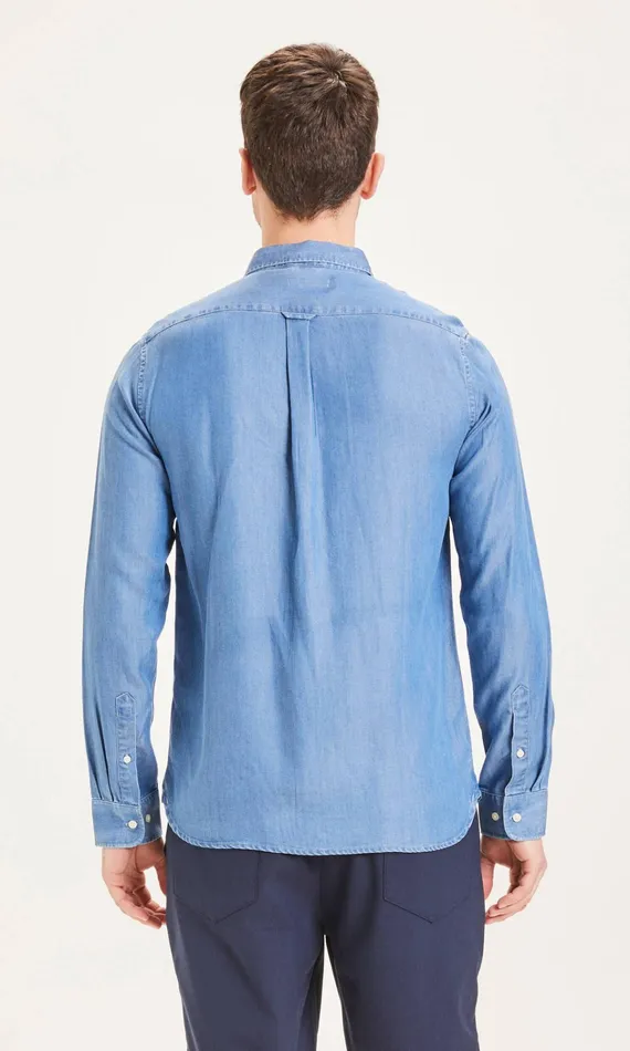 KnowledgeCotton Apparel Shirts ELDER Relaxed Fit Denim Tencel Shirt Vintage Indigo 8211 Men KnowledgeCotton Apparel Shirts ELDER Relaxed Fit Denim Tencel Shirt Vintage Indigo 8211 Men