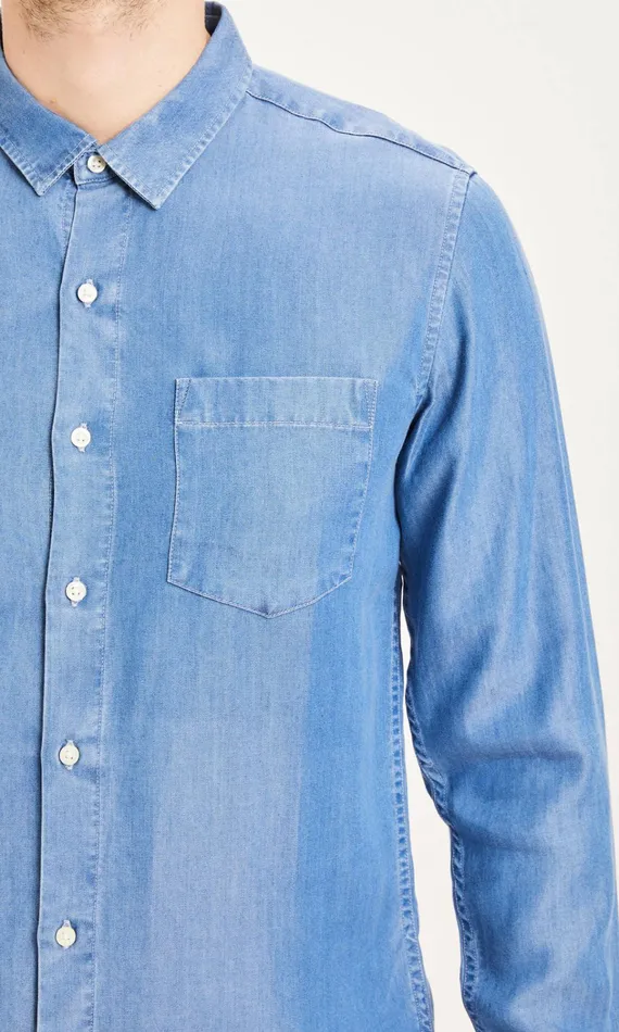 KnowledgeCotton Apparel Shirts ELDER Relaxed Fit Denim Tencel Shirt Vintage Indigo 8211 Men KnowledgeCotton Apparel Shirts ELDER Relaxed Fit Denim Tencel Shirt Vintage Indigo 8211 Men