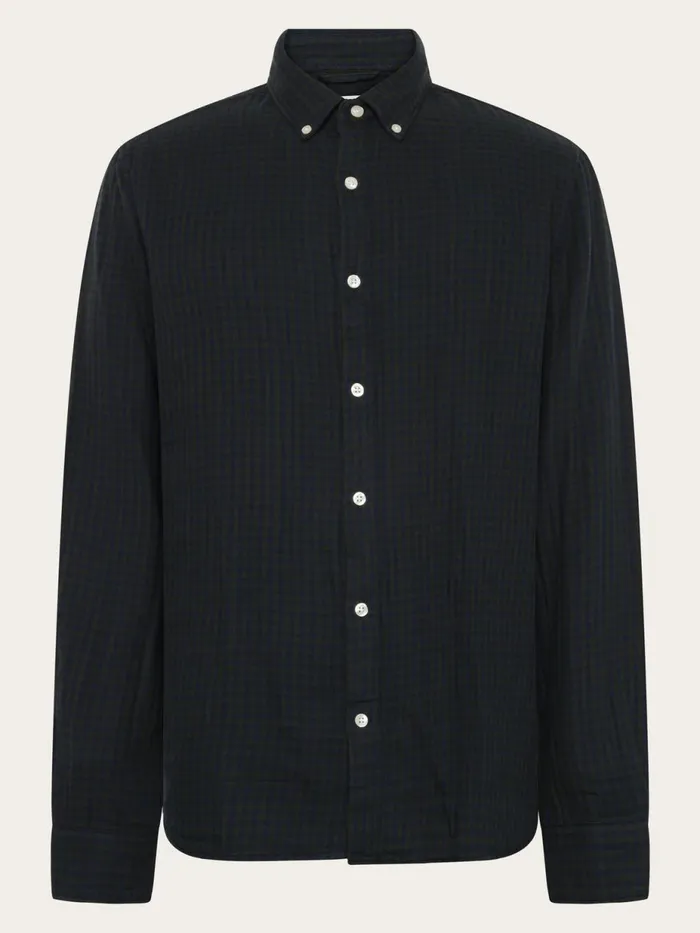 KnowledgeCotton Apparel Shirts Regular Fit Double Layer Checkered Shirt Green Check 8211 Men KnowledgeCotton Apparel Shirts Regular Fit Double Layer Checkered Shirt Green Check 8211 Men